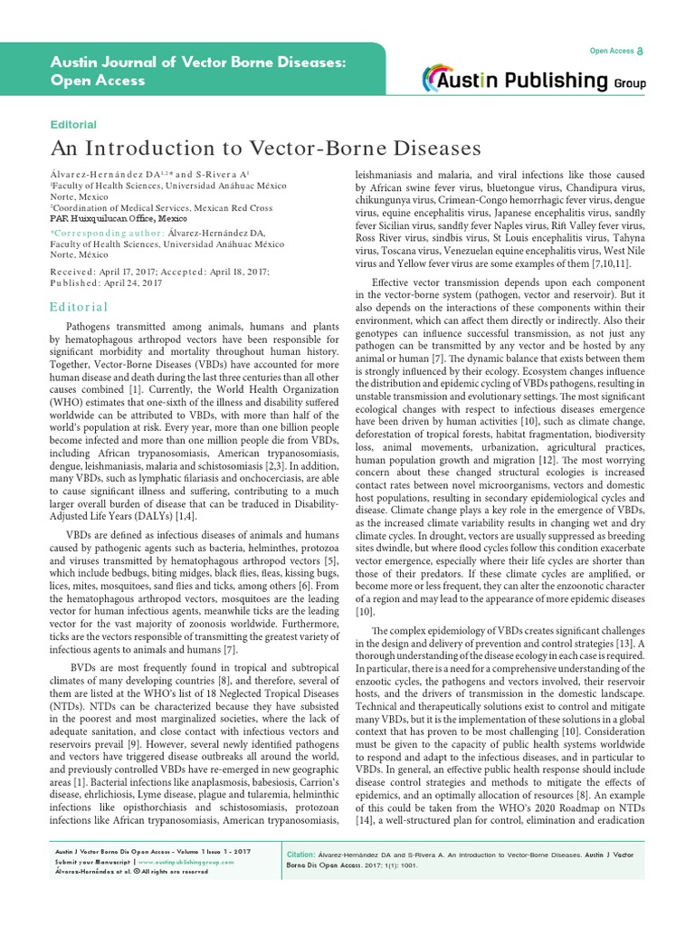 An Introduction to Vector-Borne Diseases | Vector (Epidemiology