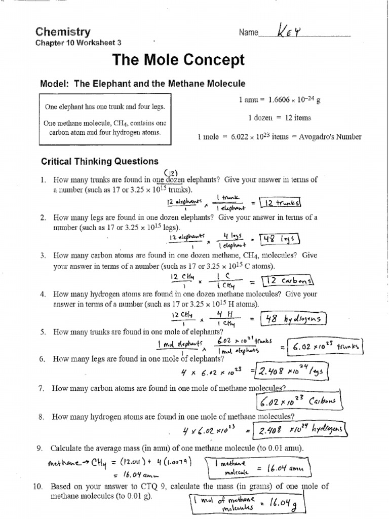 Chapter 10 Worksheet 3 ANSWER KEY 2013 PDF
