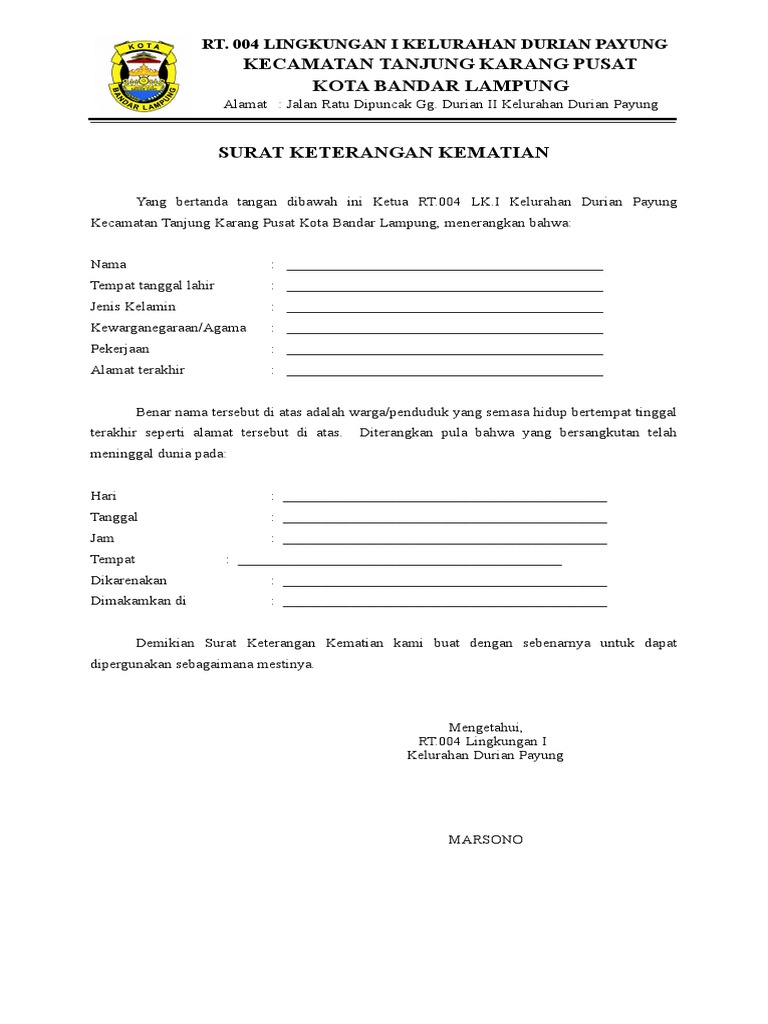 Contoh Surat Pengantar Dari Rt