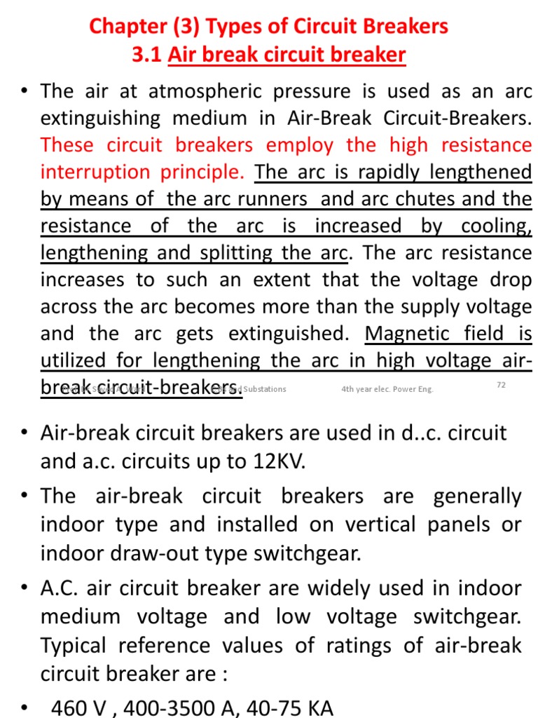 Circuit Breakers Lecture Notes 3 Electric Arc Electrical Breakdown