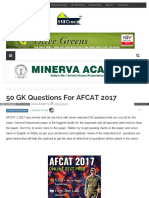 50 GK Questions For AFCAT 2017