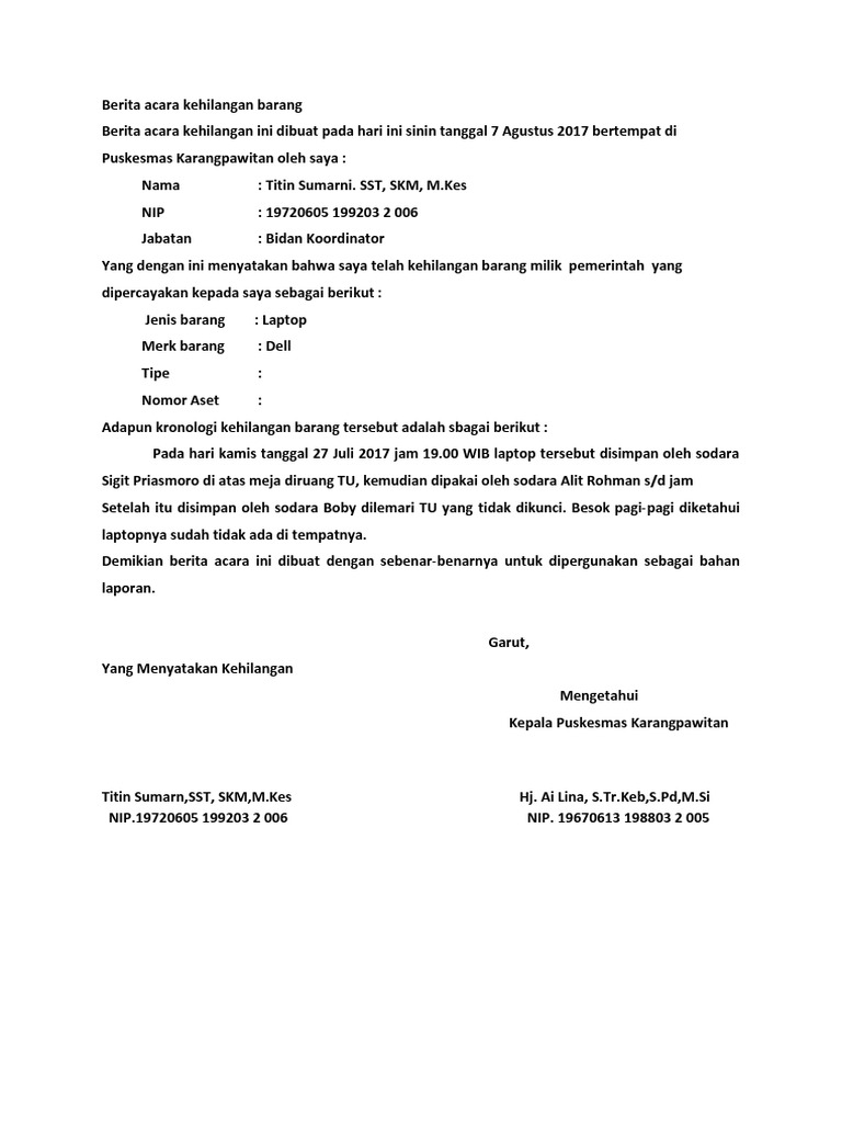 Download Contoh Surat Berita Acara Kehilangan Barang Gif