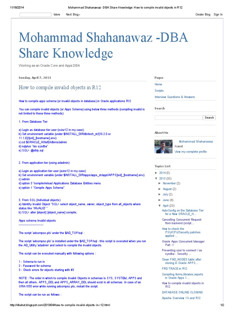 How To Compile Invalid Objects in R12 Download Free PDF Oracle