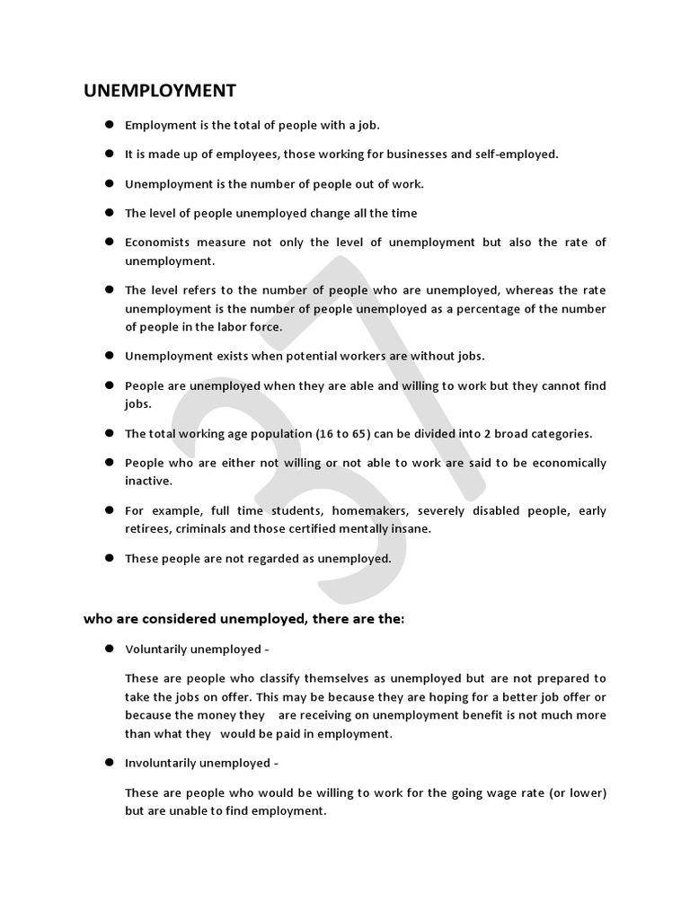 Topic D) Unemployment | PDF | Unemployment | Social Science