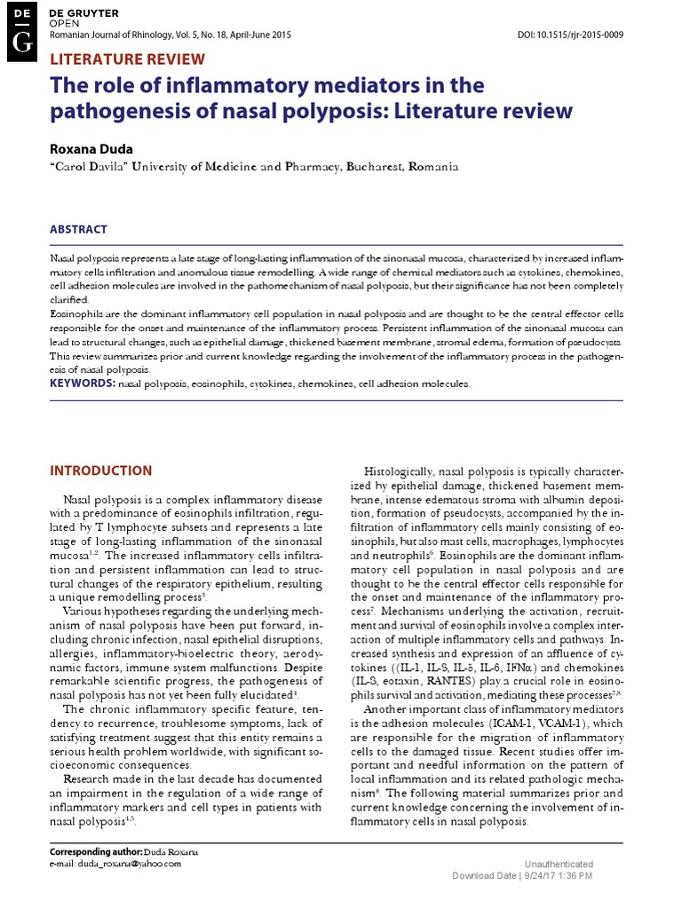 The Role of Inflammatory Mediators in The Pathogenesis of Nasal ...