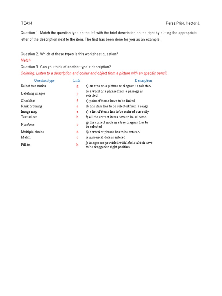 Match: Question Type Link Description | PDF