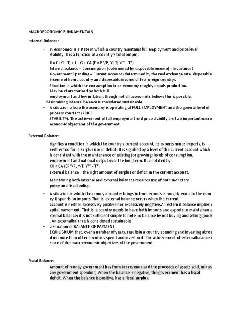 Internal Balance PDF Current Account Economics
