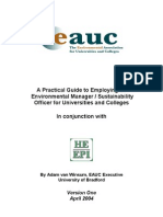 A Practical Guide To Employing An Environmental Manager / Sustainability Officer For Universities and Colleges in Conjunction With