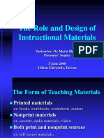 The Role and Design of Instructional Materials Richards, Ch. 8