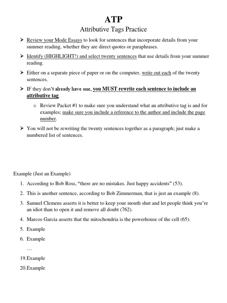 attributive tags practice