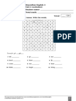 Total: Macmillan English 3 Unit 2 Worksheet Student Name: Total Mark