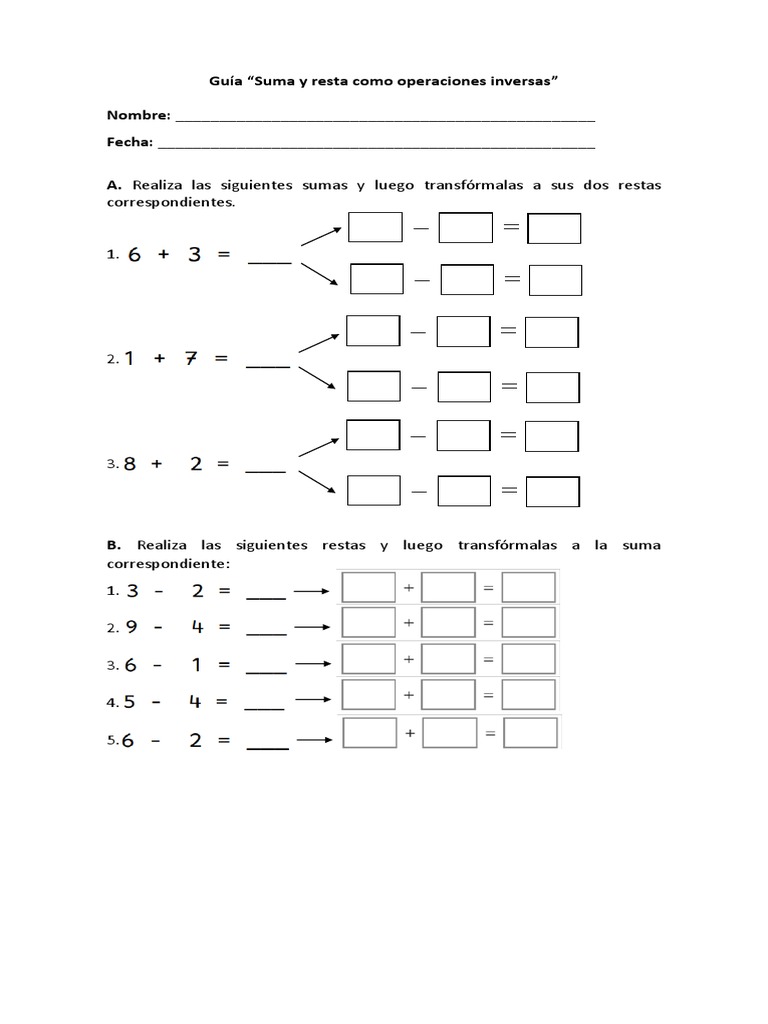 Ejercicios operaciones inversas | Matemáticas | Deportes