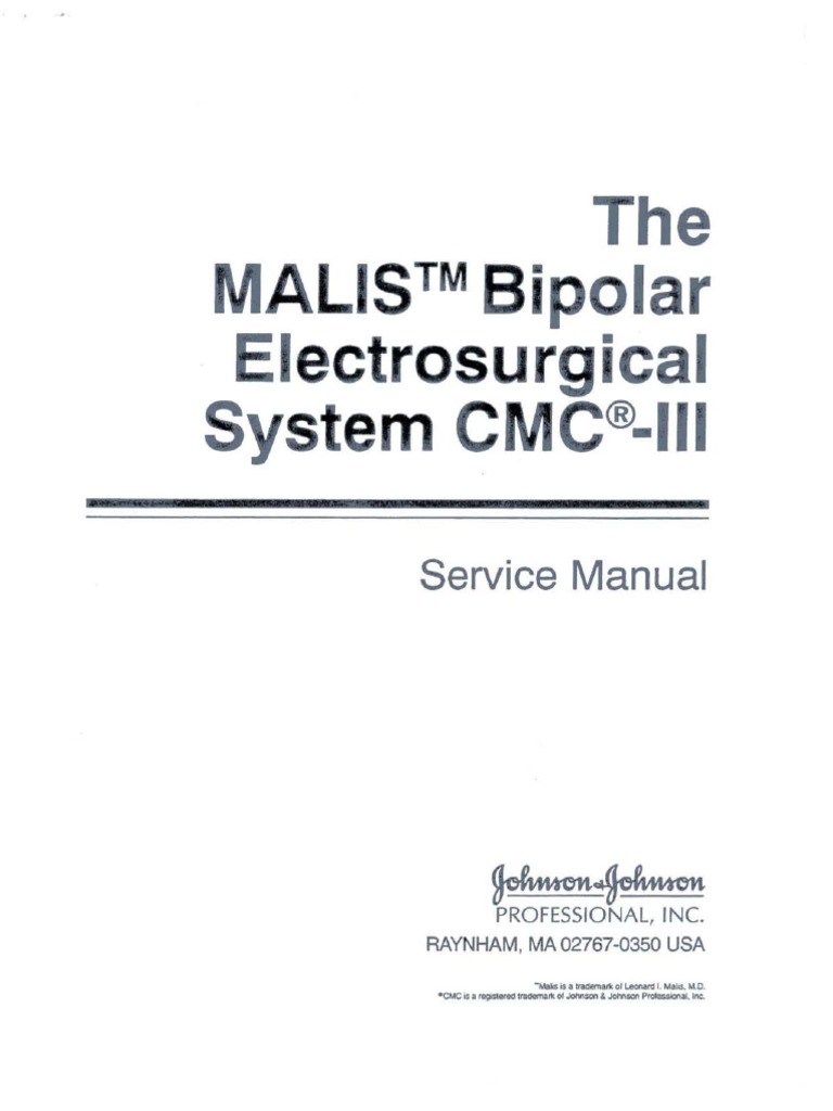 Johnson & Johnson Malis CMC III Electrosurgical Service Manual PDF