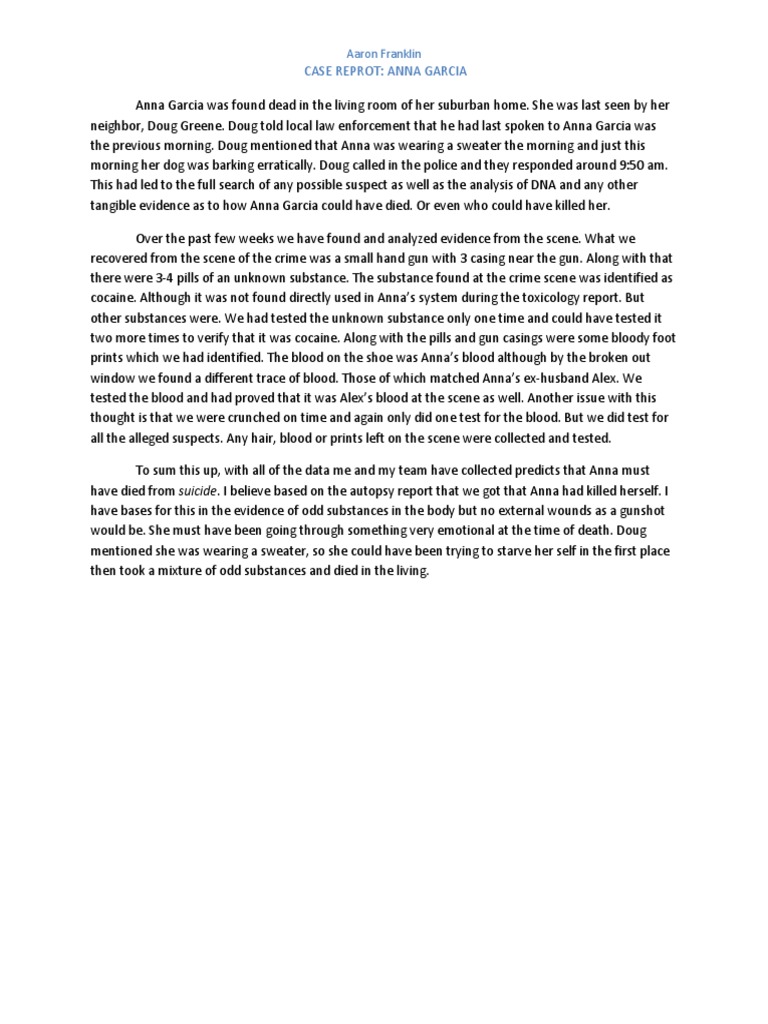 Anna Garcia Case Report Summary PDF