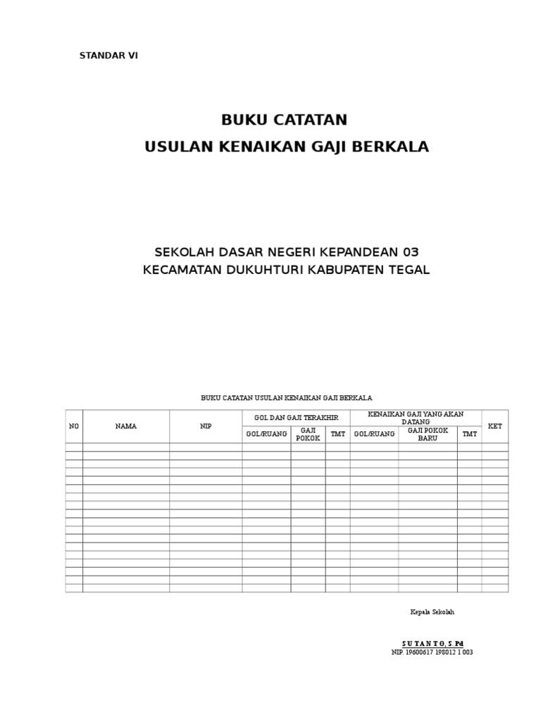 26 Buku Catatan Usulan Kenaikan Gaji Berkala