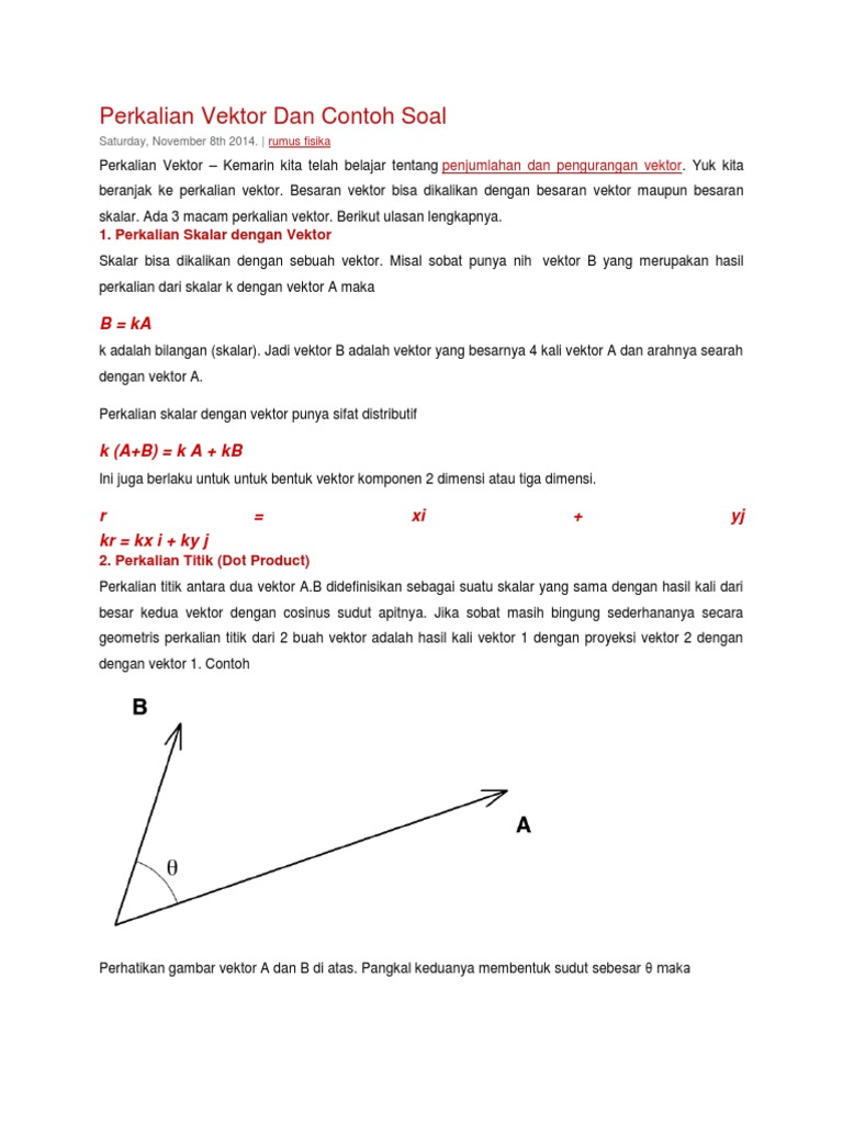 Perkalian Vektor Dan Contoh Soal Example | PDF