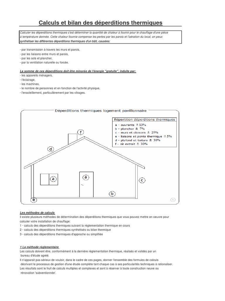 Calcul des déperditions thermiques PDF Isolation thermique — free download