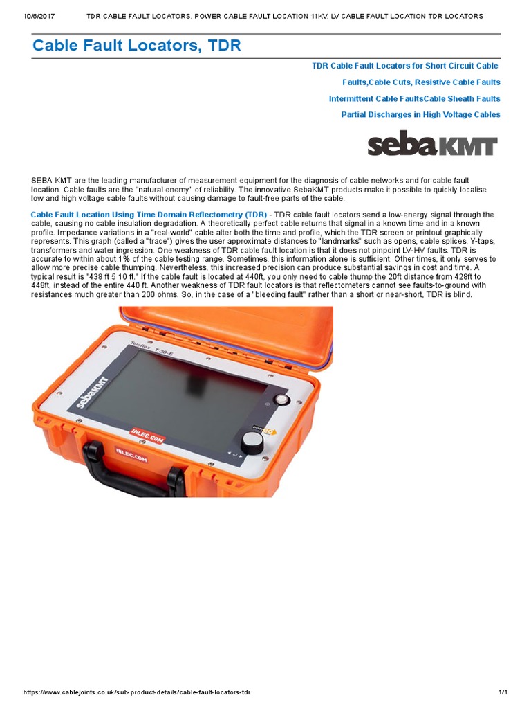 TDR Cable Fault Locators, Power Cable Fault Location 11kv, LV Cable