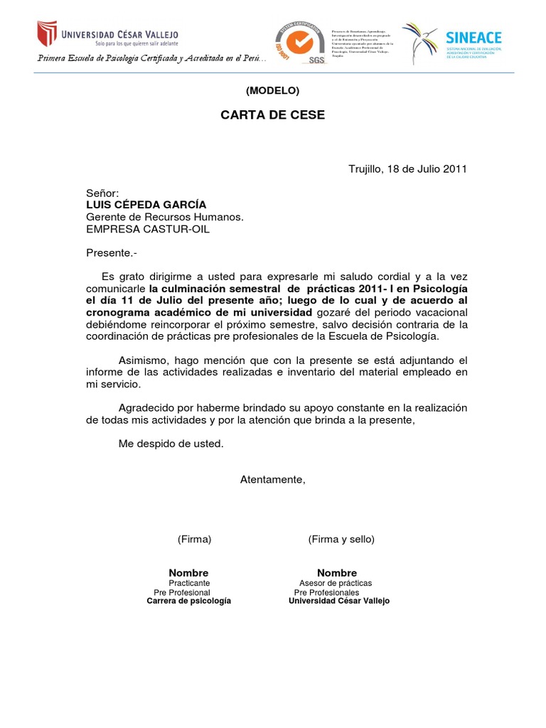 Modelo de Carta de Cese Sicología y ciencia cognitiva