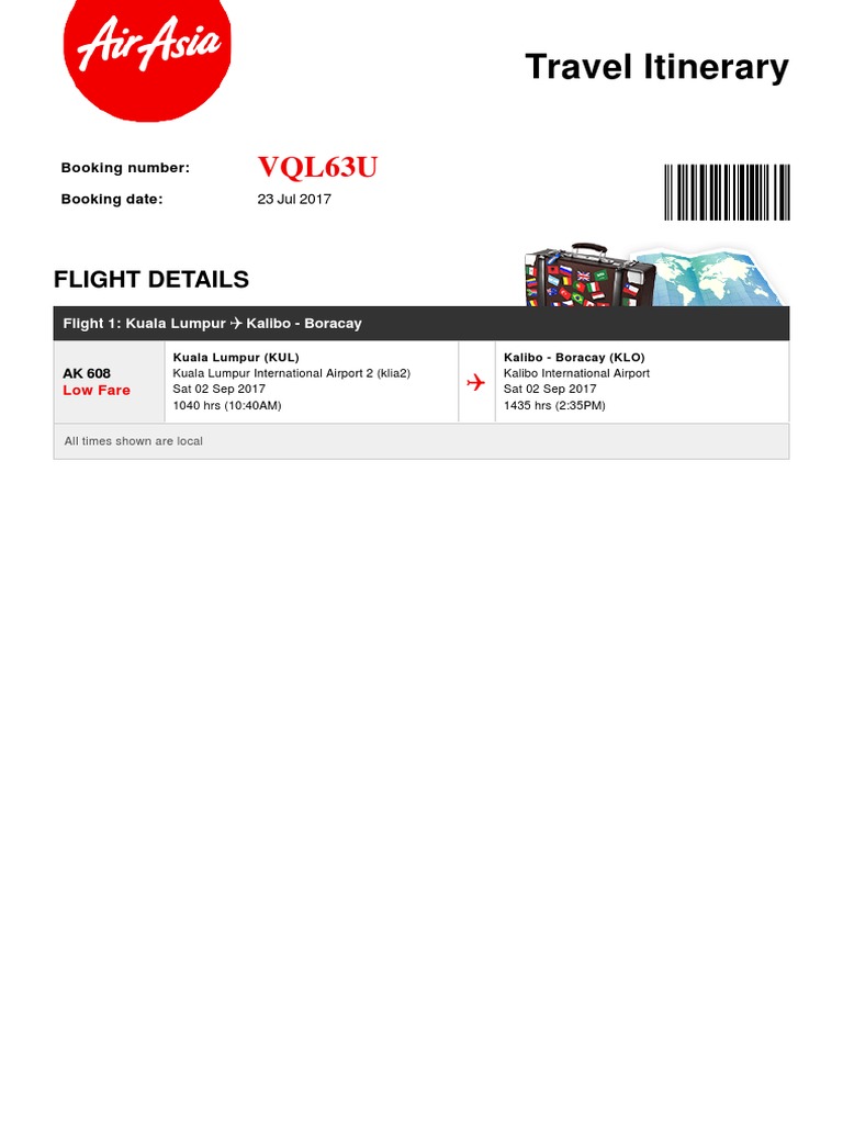 Sample Air Asia Booking | PDF