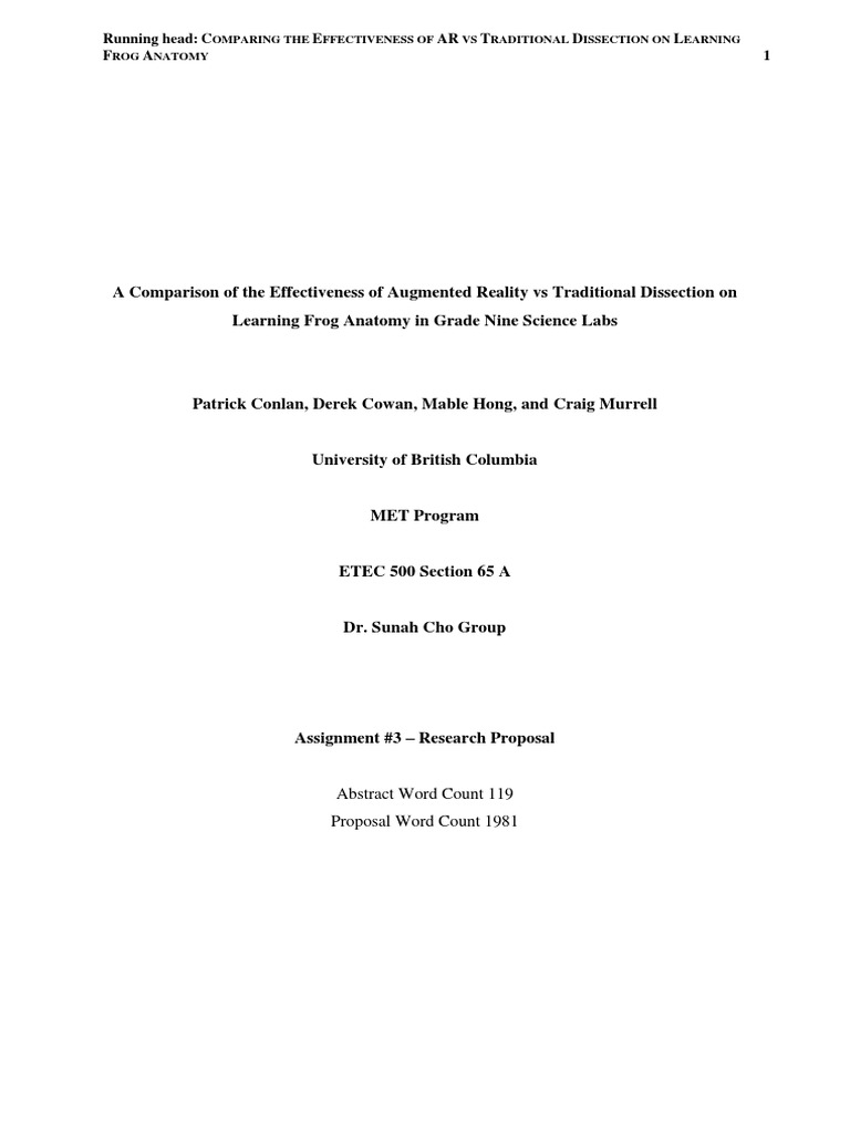 Final Assignment - Research Proposal 1 | PDF | Augmented Reality ...
