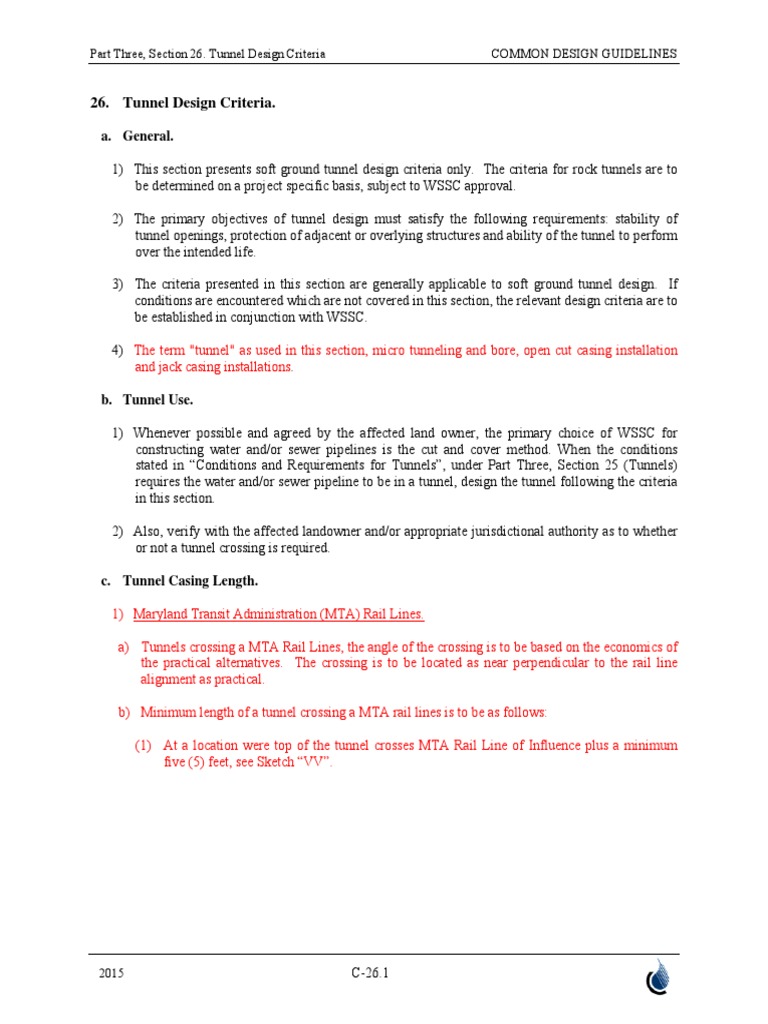 Tunnel Design Criteria.: A. General | PDF | Tunnel | Geotechnical ...