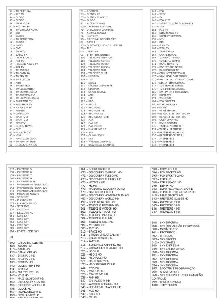 Sky Ordem Canais 21 07 17 Pdf Hbos Empresas De Entretenimento Dos Estados Unidos