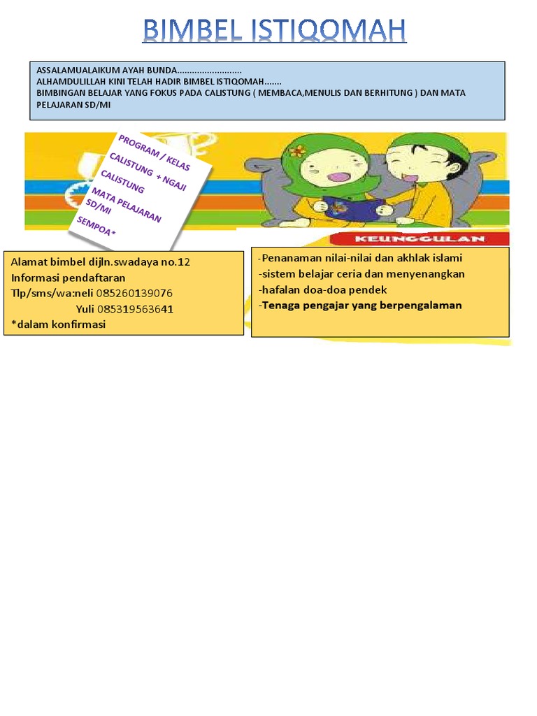 Contoh Brosur Bimbel Calistung Terbaik