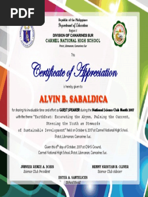 Certificate of Appreciation