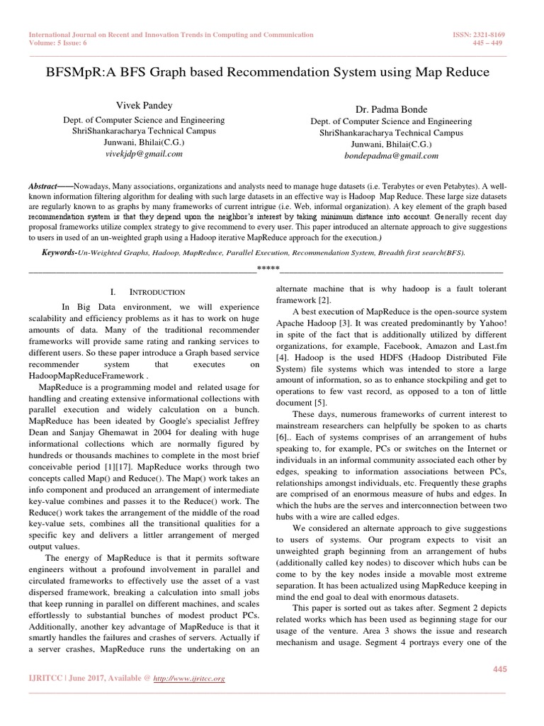 BFSMpR:A BFS Graph Based Recommendation System Using Map Reduce | PDF ...