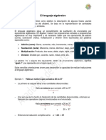 Conceptos Básicos Sobre El Lenguaje Algebraico