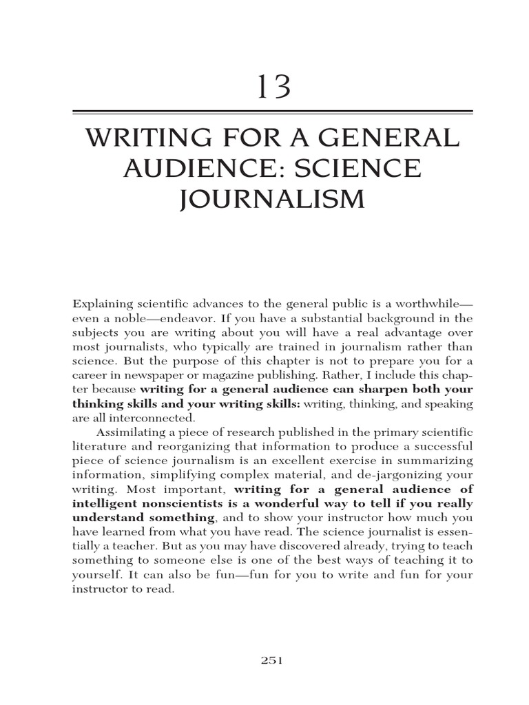 Writing For A General Audience: Science Journalism | PDF | Messenger ...