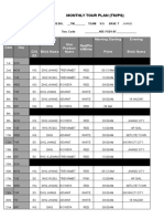 Monthly Tour Plan (TM/PS) : H.Q. Morning Morning Starting Evening Red/Pin K/white One Product Name