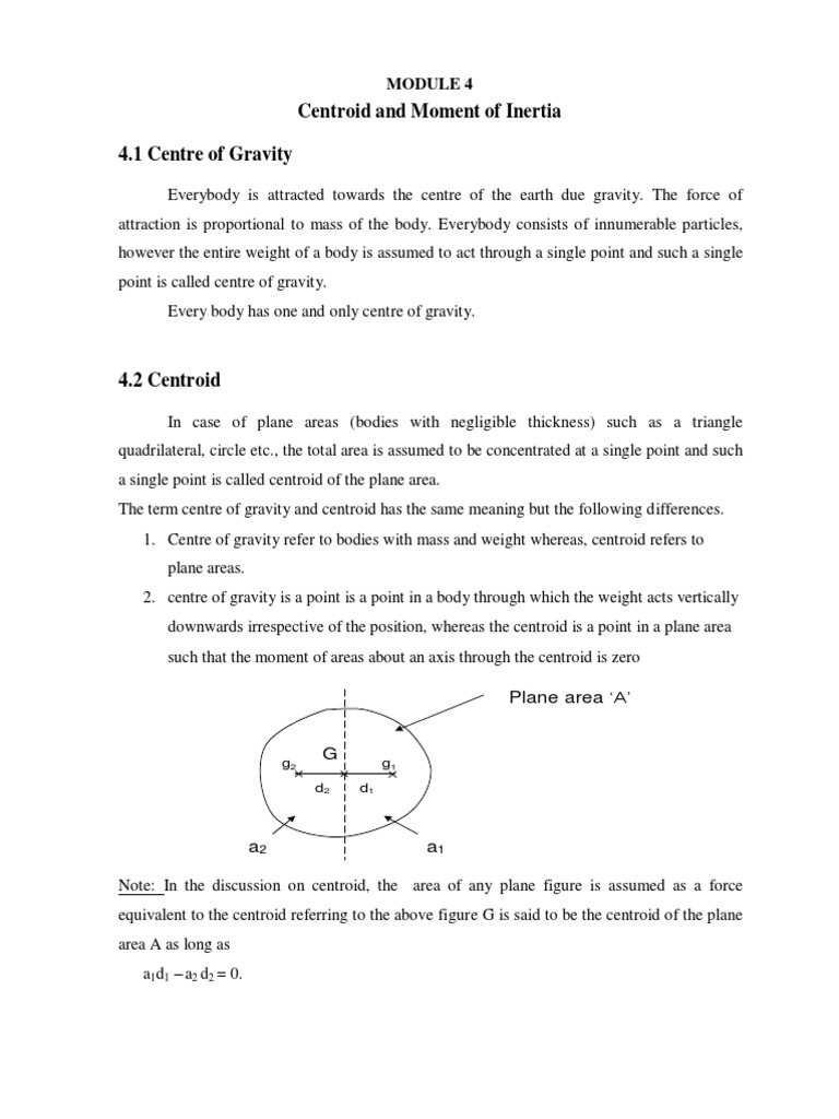 Centroid and Moment of Inertia | PDF | Center Of Mass | Triangle