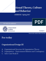 Organizational Theory, Culture and Behavior: 5182KI01H - Spring 2017