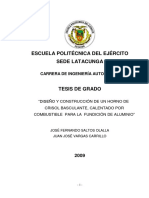 Diseño y Construccion de Un Horno de Crisol Basculante Calentado Por Combustible para Fundicion de Aluminio