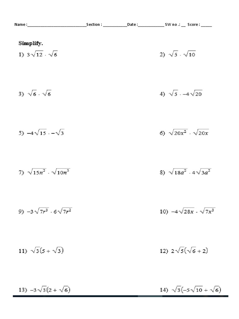 Name: - Section: - Date: - SW No .: - Score | PDF