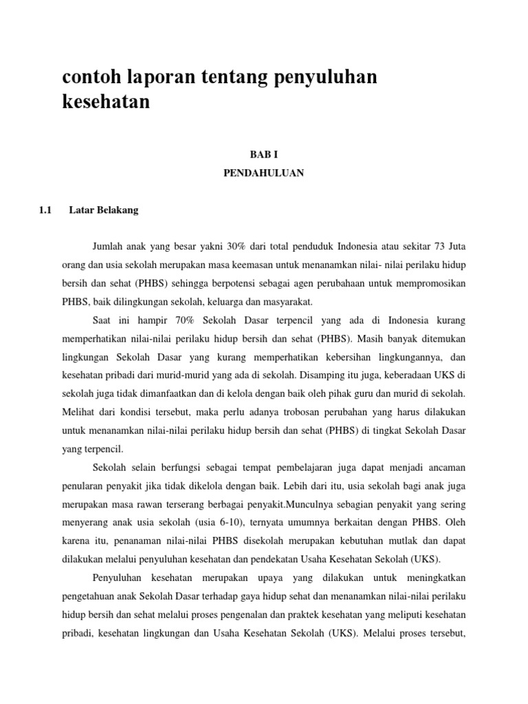 Contoh Laporan Tentang Penyuluhan Kesehatan