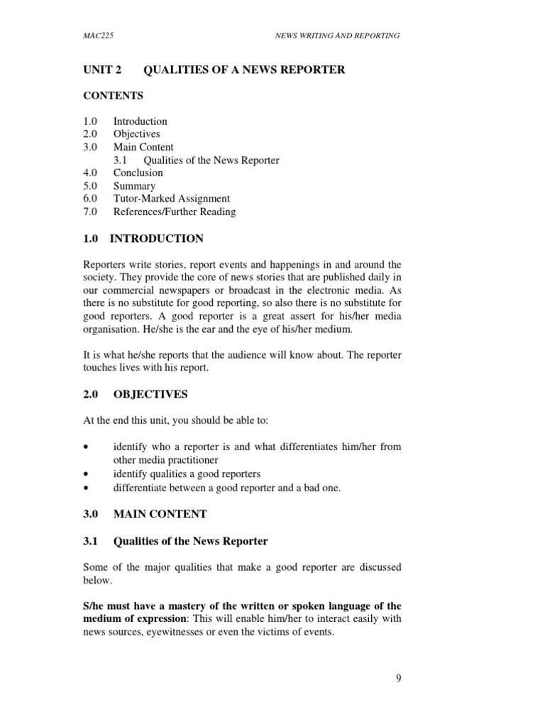 Qualities of A Reporter | PDF | Journalist | News