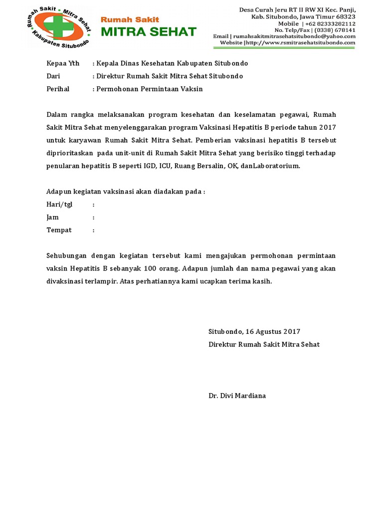 Surat Permohonan Vaksin