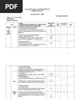 Planificare Calendaristicã As Scolar 2017 - 2018: Limba Englezã