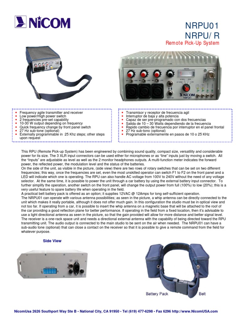 NRPU01 Nrpu/R: Remote Pick-Up System | PDF | Power Supply | Microphone
