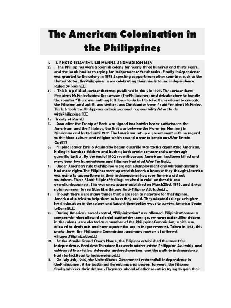 American Colonization in the Philippines | PDF | Philippines | Government