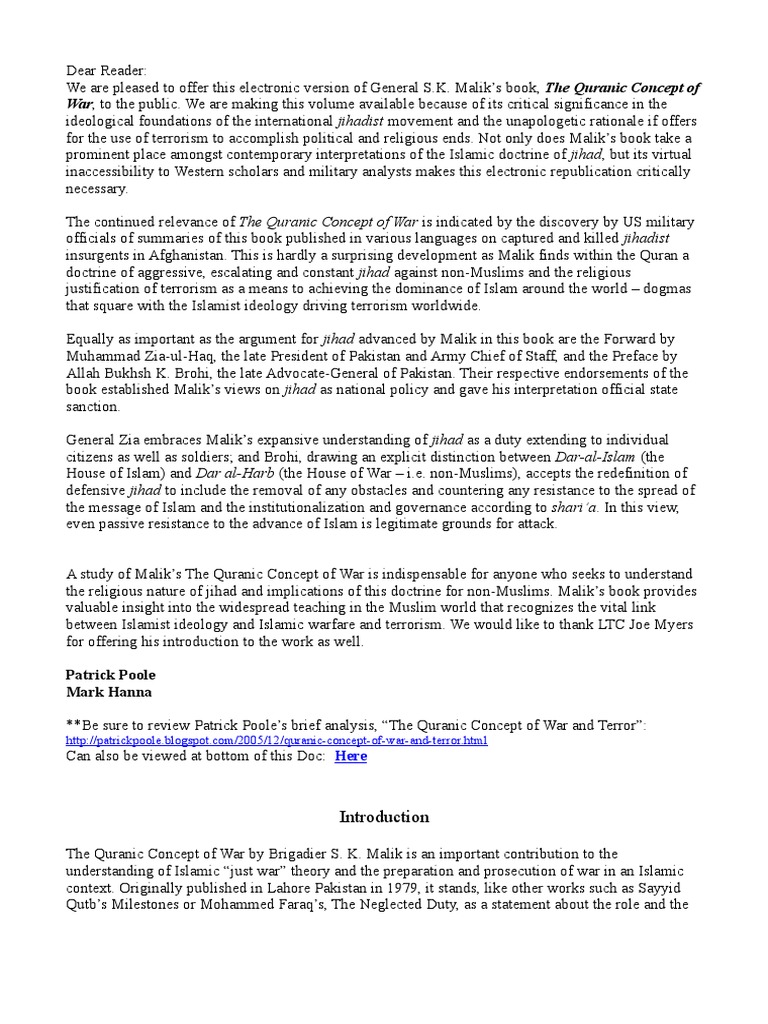 Pakistani General S K Maliks The Quranic Concept Of War With