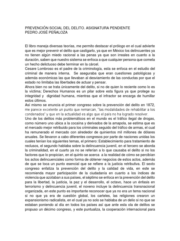 Prevención Social Del Delito | PDF | Delito | Estado (política)