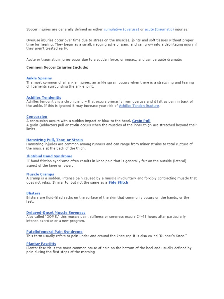 Common Soccer Injuries Explained | PDF | Injury | Human Leg