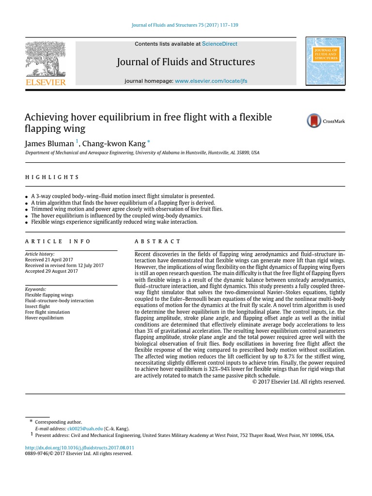 Achieving Hover Equilibrium in Free Flight With A Flexible Flapping ...