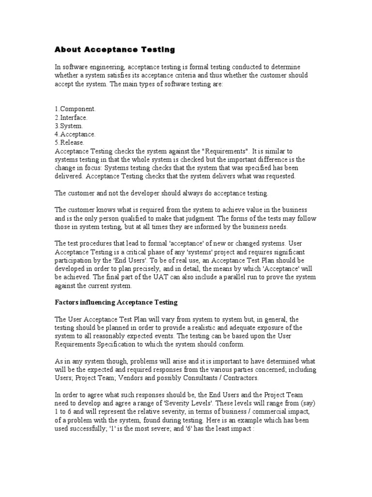 About Acceptance Testing | PDF | Software Bug | Button (Computing)
