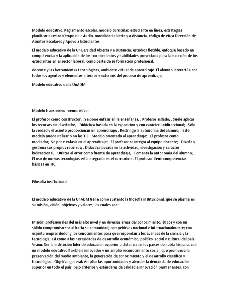 Modelo Educativo | PDF | Maestros | Plan de estudios