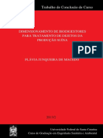 Dimensionamento de Biodigestores para Tratamento de Dejetos Da Produção Suína